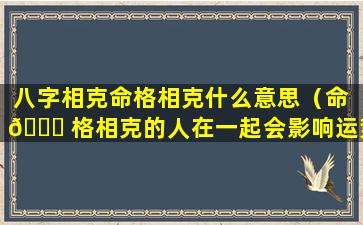 八字相克命格相克什么意思（命 🐒 格相克的人在一起会影响运势吗）